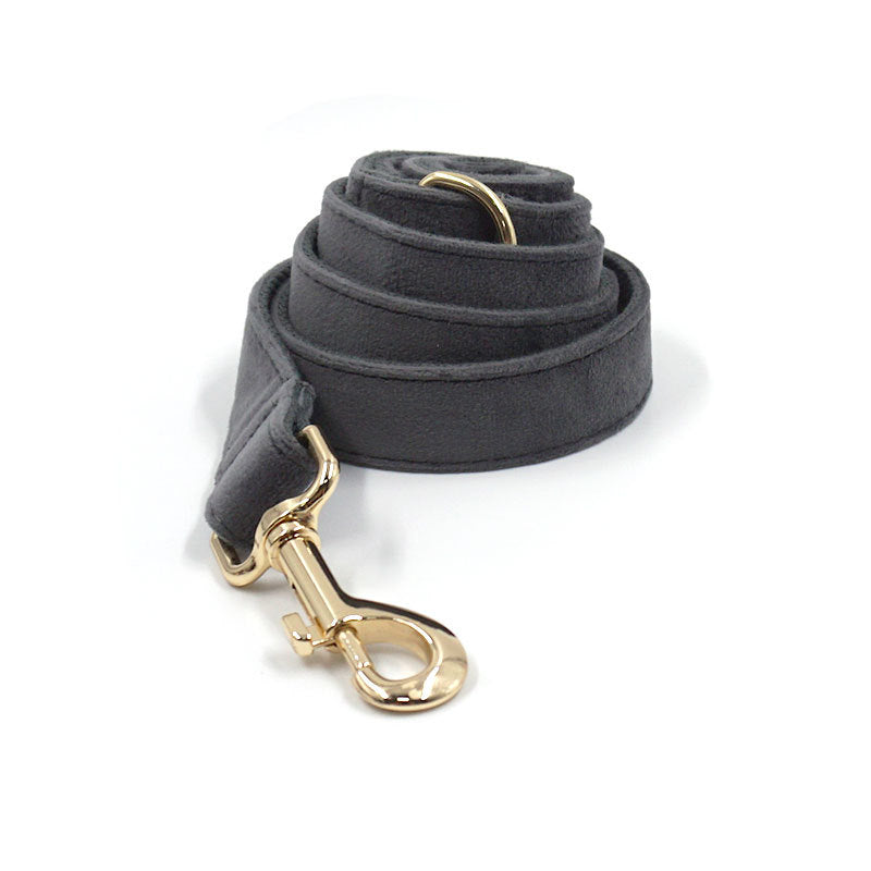 Elevate Your Pet's Style with Our Dark Grey Velvet Pet Collar Leash