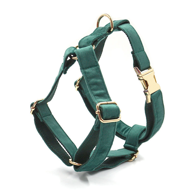 Green Velvet Dog Leash Pet Collar