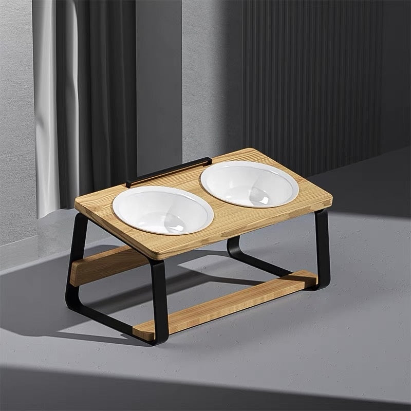 Ceramic Double Bowl Pet Water Feeding