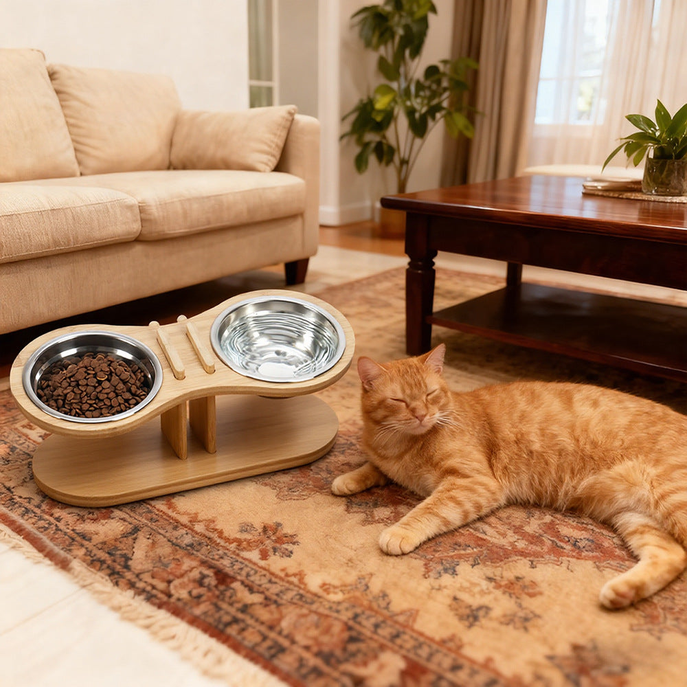 Tilted Pet Stand With A Feeding Bowl