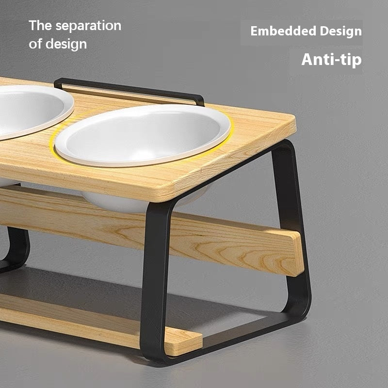 Ceramic Double Bowl Pet Water Feeding