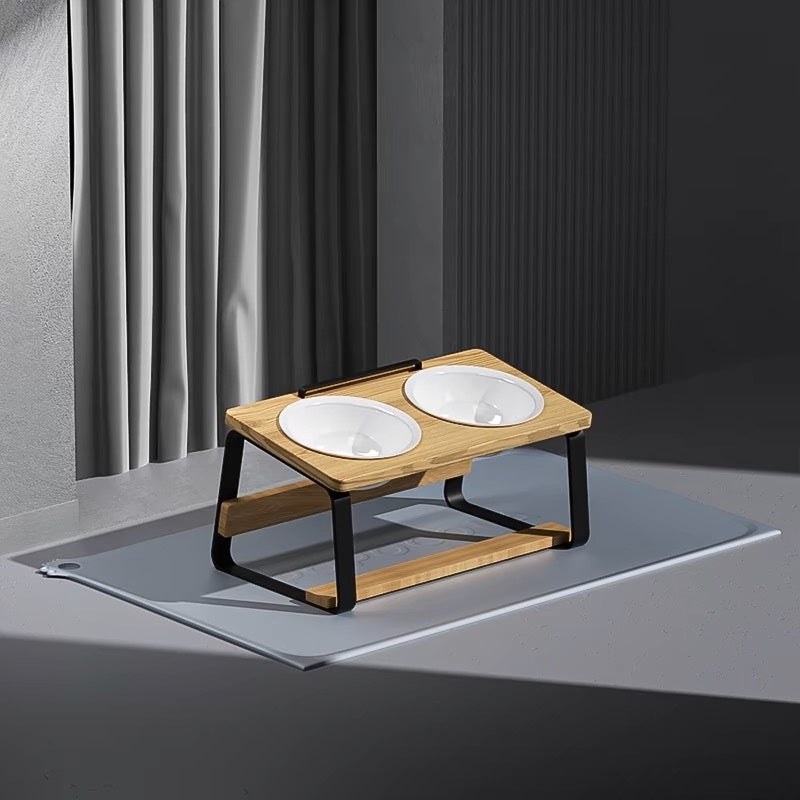 Ceramic Double Bowl Pet Water Feeding