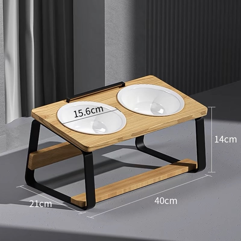 Ceramic Double Bowl Pet Water Feeding