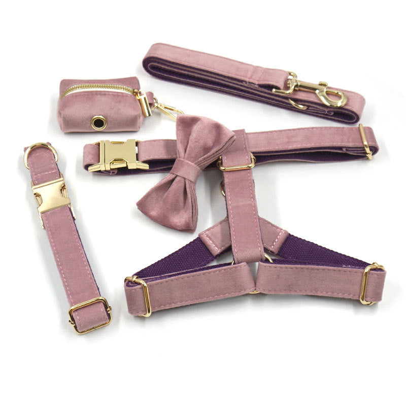 Green Velvet Dog Leash Pet Collar