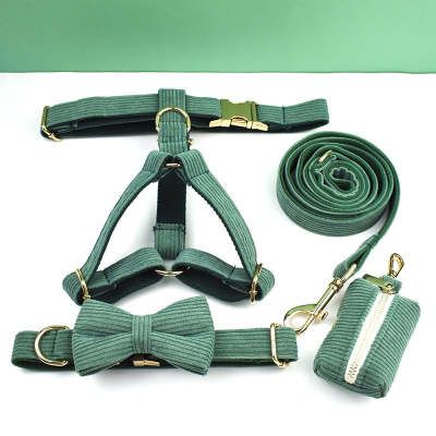 Green Velvet Dog Leash Pet Collar