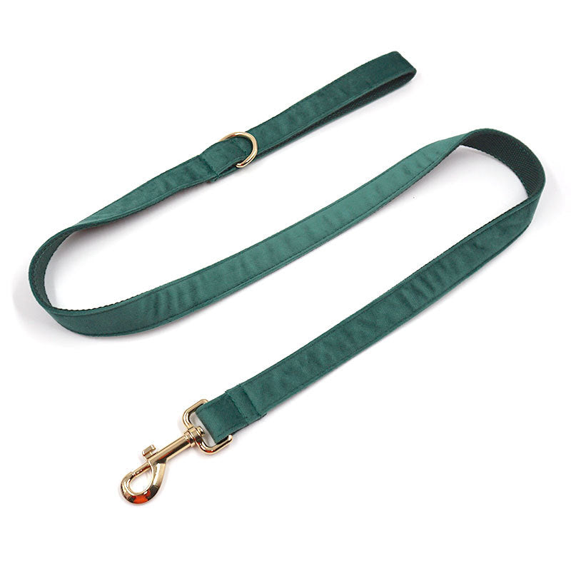 Green Velvet Dog Leash Pet Collar