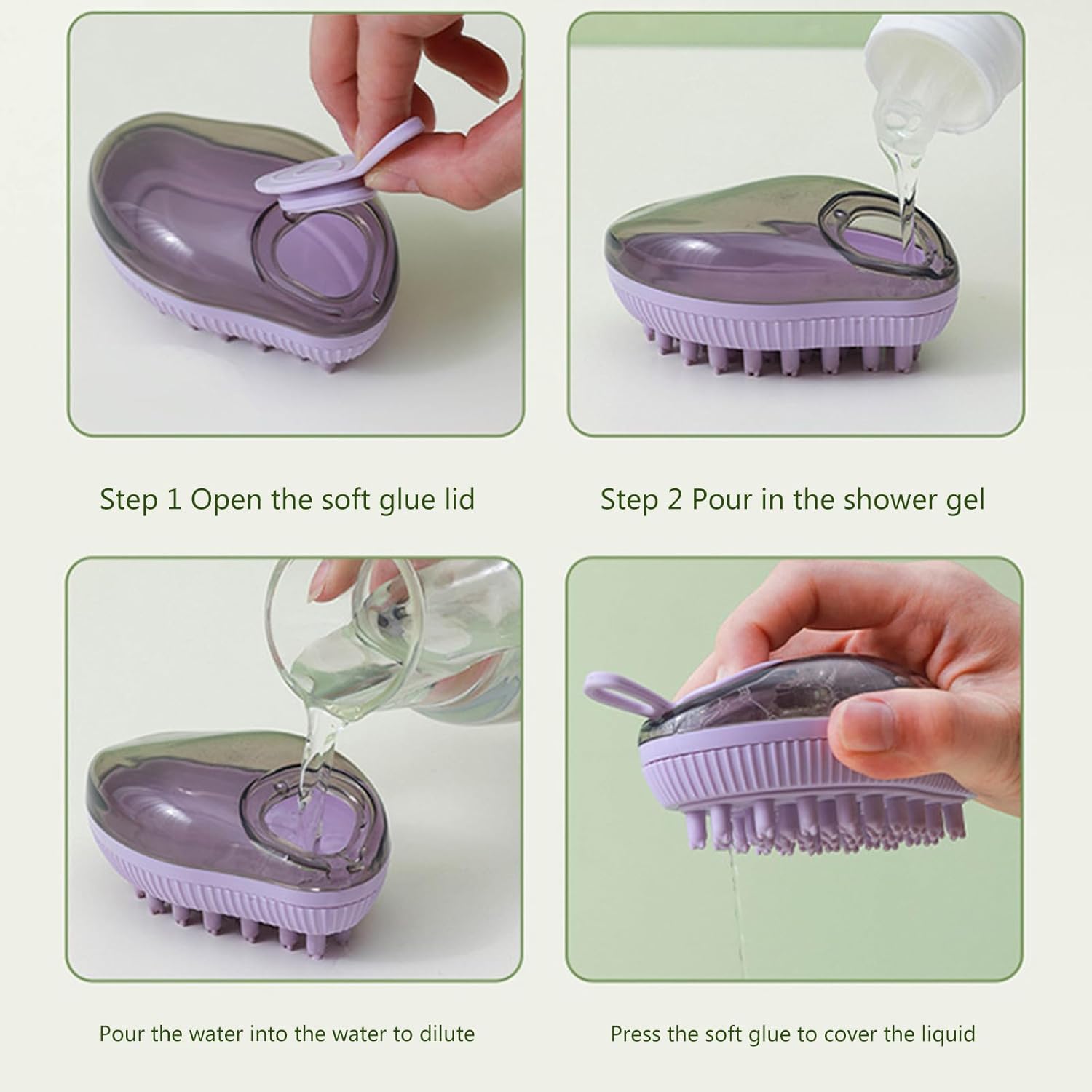 Dog Bath Brush With Soap Dispenser