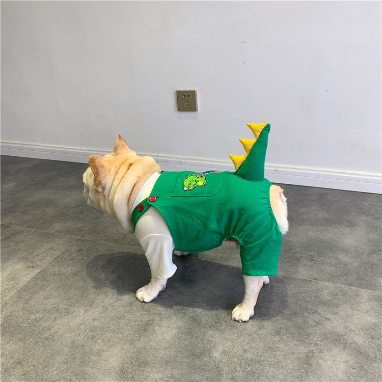 Dog Suspenders French  Dinosaur Clothes