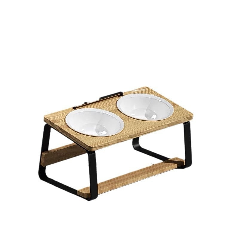 Ceramic Double Bowl Pet Water Feeding