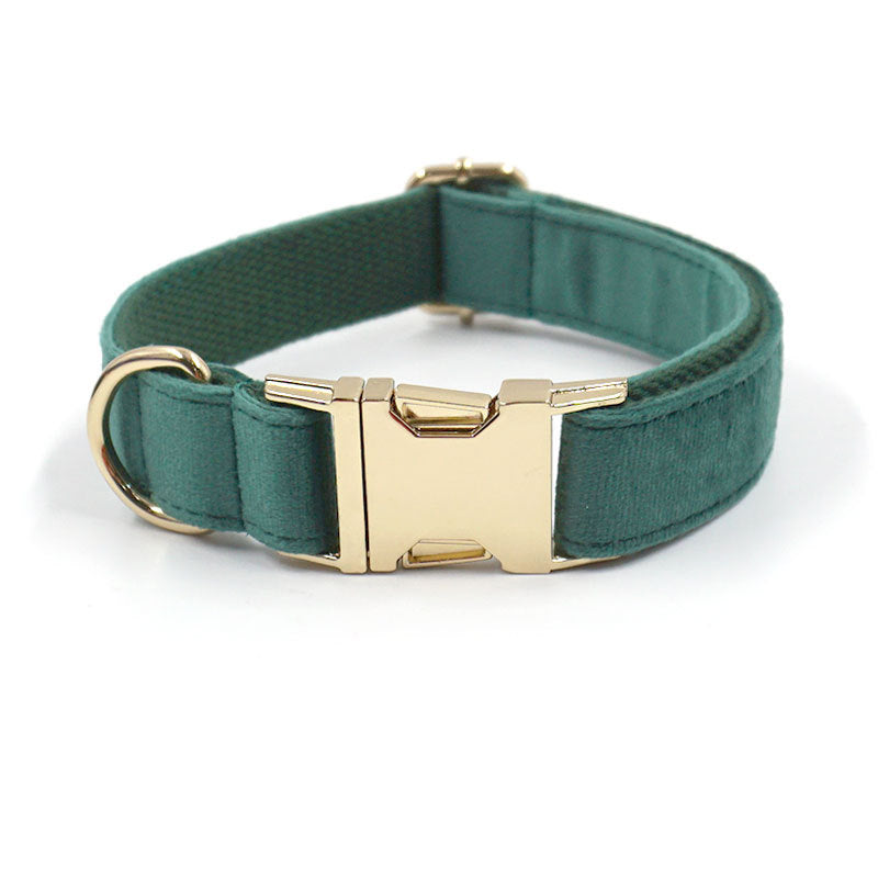 Green Velvet Dog Leash Pet Collar